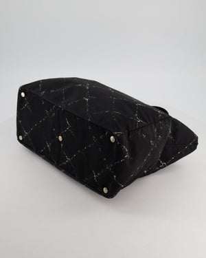 Chanel Black Nylon Quilted Print Tote Bag with Polished Silver Hardware