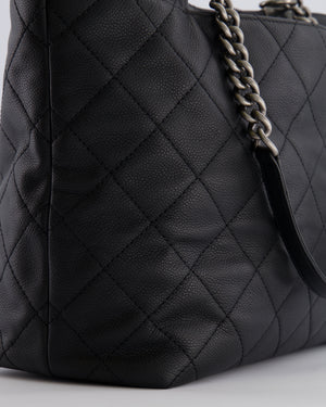 Chanel Black Caviar Leather Shopping Tote Bag with Ruthenium Hardware