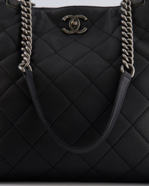 Chanel Black Caviar Leather Shopping Tote Bag with Ruthenium Hardware