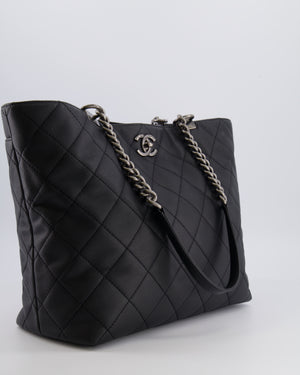Chanel Black Caviar Leather Shopping Tote Bag with Ruthenium Hardware