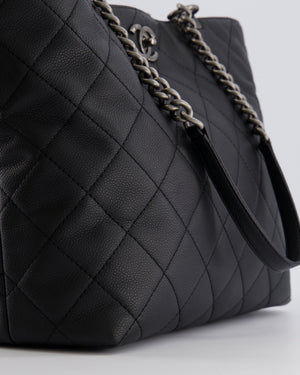 Chanel Black Caviar Leather Shopping Tote Bag with Ruthenium Hardware