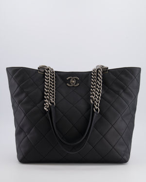 Chanel Black Caviar Leather Shopping Tote Bag with Ruthenium Hardware