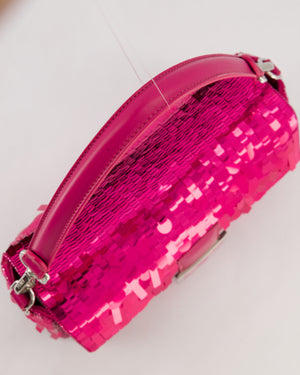 *HOT* Fendi Baguette Bag in Fuchsia Sequins with Silver Hardware & Pink Enamel Inlay Clasp