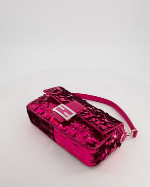 *HOT* Fendi Baguette Bag in Fuchsia Sequins with Silver Hardware & Pink Enamel Inlay Clasp