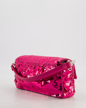 *HOT* Fendi Baguette Bag in Fuchsia Sequins with Silver Hardware & Pink Enamel Inlay Clasp
