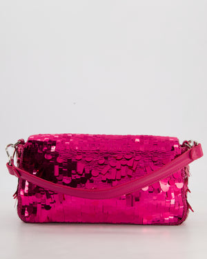 *HOT* Fendi Baguette Bag in Fuchsia Sequins with Silver Hardware & Pink Enamel Inlay Clasp