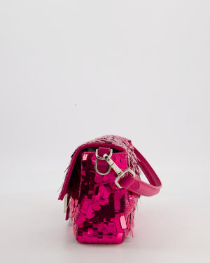 *HOT* Fendi Baguette Bag in Fuchsia Sequins with Silver Hardware & Pink Enamel Inlay Clasp