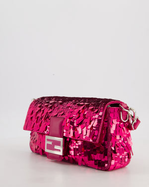 *HOT* Fendi Baguette Bag in Fuchsia Sequins with Silver Hardware & Pink Enamel Inlay Clasp