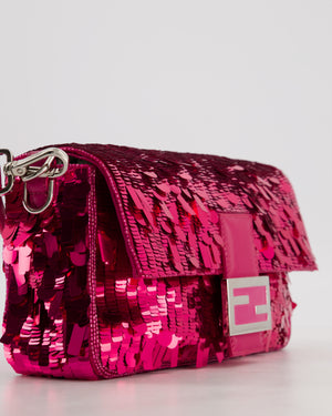 *HOT* Fendi Baguette Bag in Fuchsia Sequins with Silver Hardware & Pink Enamel Inlay Clasp