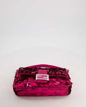 *HOT* Fendi Baguette Bag in Fuchsia Sequins with Silver Hardware & Pink Enamel Inlay Clasp