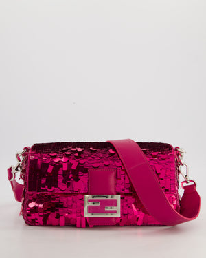 *HOT* Fendi Baguette Bag in Fuchsia Sequins with Silver Hardware & Pink Enamel Inlay Clasp