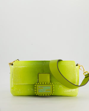 *COLLECTOR'S PIECE* Fendi x Sarah Jessica Parker Baguette Bag in Green Degrade Sequins with Interchangeable Hardware