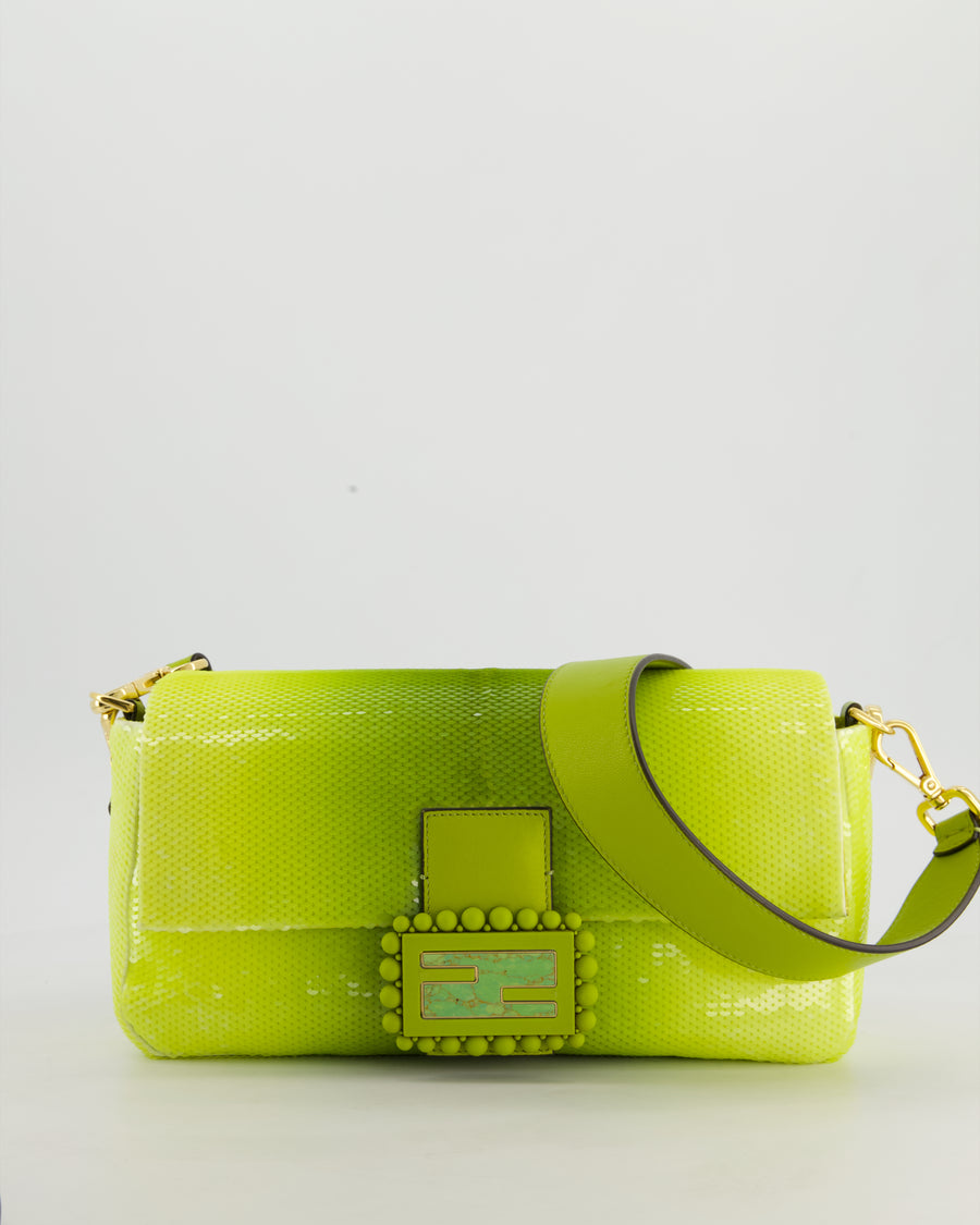 *COLLECTOR'S PIECE* Fendi x Sarah Jessica Parker Baguette Bag in Green Degrade Sequins with Interchangeable Hardware