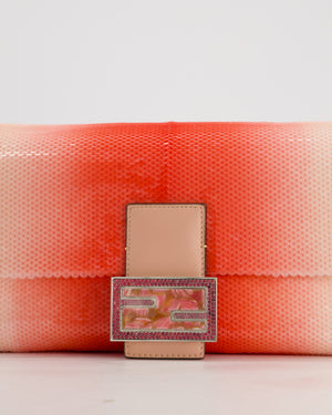 *COLLECTOR'S PIECE* Fendi x Sarah Jessica Parker Baguette Bag in Red & Pink Degrade Sequins with Interchangeable Hardware