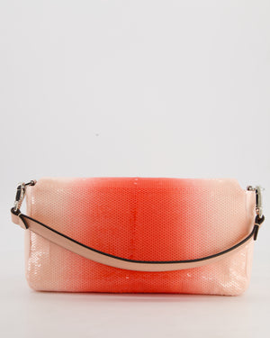*COLLECTOR'S PIECE* Fendi x Sarah Jessica Parker Baguette Bag in Red & Pink Degrade Sequins with Interchangeable Hardware