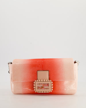 *COLLECTOR'S PIECE* Fendi x Sarah Jessica Parker Baguette Bag in Red & Pink Degrade Sequins with Interchangeable Hardware