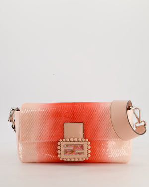 *COLLECTOR'S PIECE* Fendi x Sarah Jessica Parker Baguette Bag in Red & Pink Degrade Sequins with Interchangeable Hardware