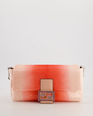 *COLLECTOR'S PIECE* Fendi x Sarah Jessica Parker Baguette Bag in Red & Pink Degrade Sequins with Interchangeable Hardware