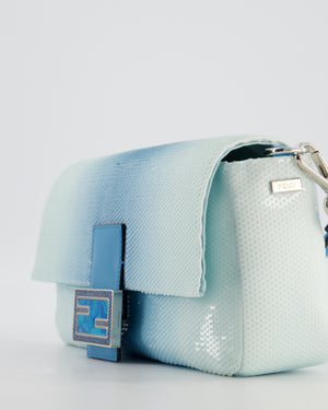 *COLLECTOR'S PIECE* Fendi x Sarah Jessica Parker Baguette Bag in Blue & White Degrade Sequins with Interchangeable Hardware