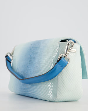 *COLLECTOR'S PIECE* Fendi x Sarah Jessica Parker Baguette Bag in Blue & White Degrade Sequins with Interchangeable Hardware