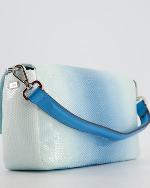 *COLLECTOR'S PIECE* Fendi x Sarah Jessica Parker Baguette Bag in Blue & White Degrade Sequins with Interchangeable Hardware