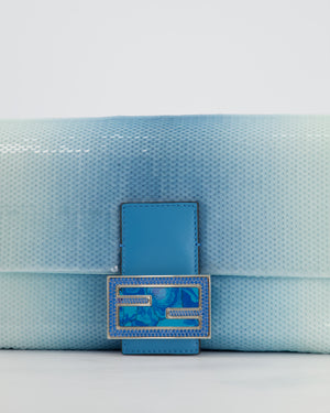 *COLLECTOR'S PIECE* Fendi x Sarah Jessica Parker Baguette Bag in Blue & White Degrade Sequins with Interchangeable Hardware