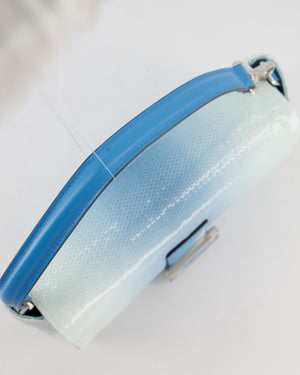 *COLLECTOR'S PIECE* Fendi x Sarah Jessica Parker Baguette Bag in Blue & White Degrade Sequins with Interchangeable Hardware