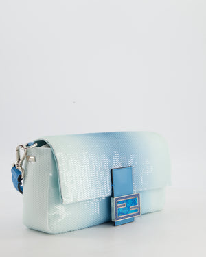 *COLLECTOR'S PIECE* Fendi x Sarah Jessica Parker Baguette Bag in Blue & White Degrade Sequins with Interchangeable Hardware