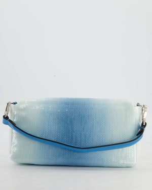 *COLLECTOR'S PIECE* Fendi x Sarah Jessica Parker Baguette Bag in Blue & White Degrade Sequins with Interchangeable Hardware
