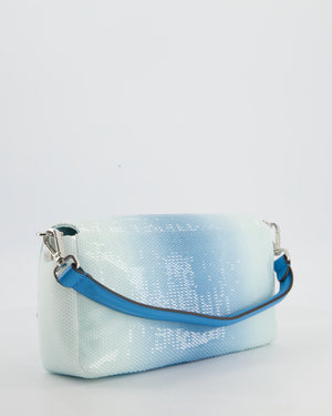 *COLLECTOR'S PIECE* Fendi x Sarah Jessica Parker Baguette Bag in Blue & White Degrade Sequins with Interchangeable Hardware