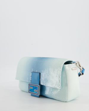 *COLLECTOR'S PIECE* Fendi x Sarah Jessica Parker Baguette Bag in Blue & White Degrade Sequins with Interchangeable Hardware