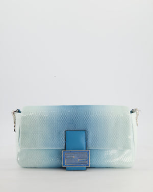 *COLLECTOR'S PIECE* Fendi x Sarah Jessica Parker Baguette Bag in Blue & White Degrade Sequins with Interchangeable Hardware