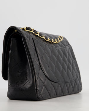 Chanel Black Jumbo Classic Double Flap Bag in Caviar Leather with Gold Hardware