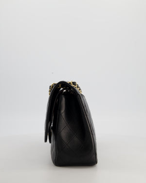 Chanel Black Jumbo Classic Double Flap Bag in Caviar Leather with Gold Hardware