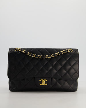 Chanel Black Jumbo Classic Double Flap Bag in Caviar Leather with Gold Hardware