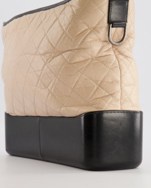 Chanel Large Gabrielle Bag in Beige and Black Crumpled Calfskin Leather with Mixed Hardware