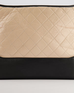 Chanel Large Gabrielle Bag in Beige and Black Crumpled Calfskin Leather with Mixed Hardware