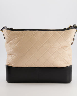 Chanel Large Gabrielle Bag in Beige and Black Crumpled Calfskin Leather with Mixed Hardware