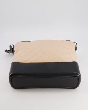 Chanel Large Gabrielle Bag in Beige and Black Crumpled Calfskin Leather with Mixed Hardware