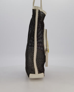Chanel Vintage Black 2004 Mesh Tennis Shopper Tote Bag with a Green Tennis Ball Pouch and CC Logo