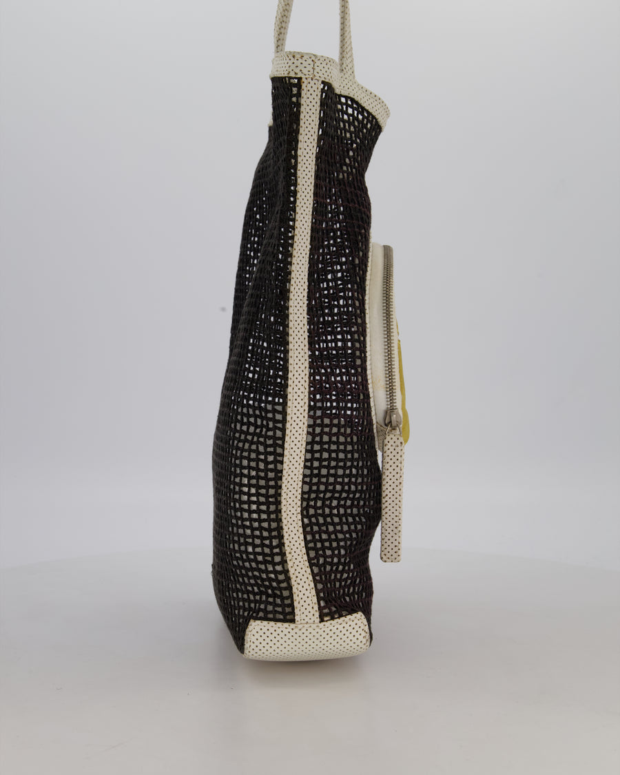 Chanel Vintage Black 2004 Mesh Tennis Shopper Tote Bag with a Green Tennis Ball Pouch and CC Logo