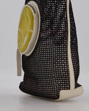 Chanel Vintage Black 2004 Mesh Tennis Shopper Tote Bag with a Green Tennis Ball Pouch and CC Logo