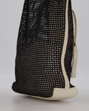 Chanel Vintage Black 2004 Mesh Tennis Shopper Tote Bag with a Green Tennis Ball Pouch and CC Logo