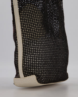 Chanel Vintage Black 2004 Mesh Tennis Shopper Tote Bag with a Green Tennis Ball Pouch and CC Logo