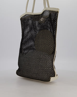 Chanel Vintage Black 2004 Mesh Tennis Shopper Tote Bag with a Green Tennis Ball Pouch and CC Logo