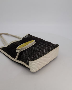 Chanel Vintage Black 2004 Mesh Tennis Shopper Tote Bag with a Green Tennis Ball Pouch and CC Logo