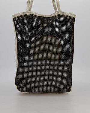Chanel Vintage Black 2004 Mesh Tennis Shopper Tote Bag with a Green Tennis Ball Pouch and CC Logo