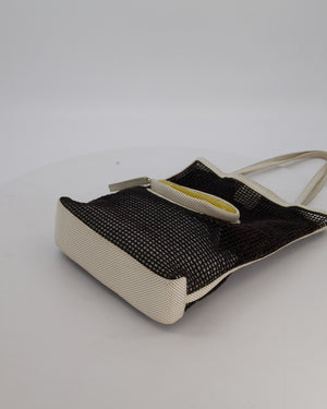 Chanel Vintage Black 2004 Mesh Tennis Shopper Tote Bag with a Green Tennis Ball Pouch and CC Logo