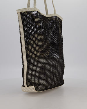 Chanel Vintage Black 2004 Mesh Tennis Shopper Tote Bag with a Green Tennis Ball Pouch and CC Logo