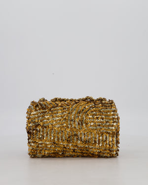 Chanel Classic Single Flap Bag in Metallic Gold and Silver Sequin with Gold Hardware